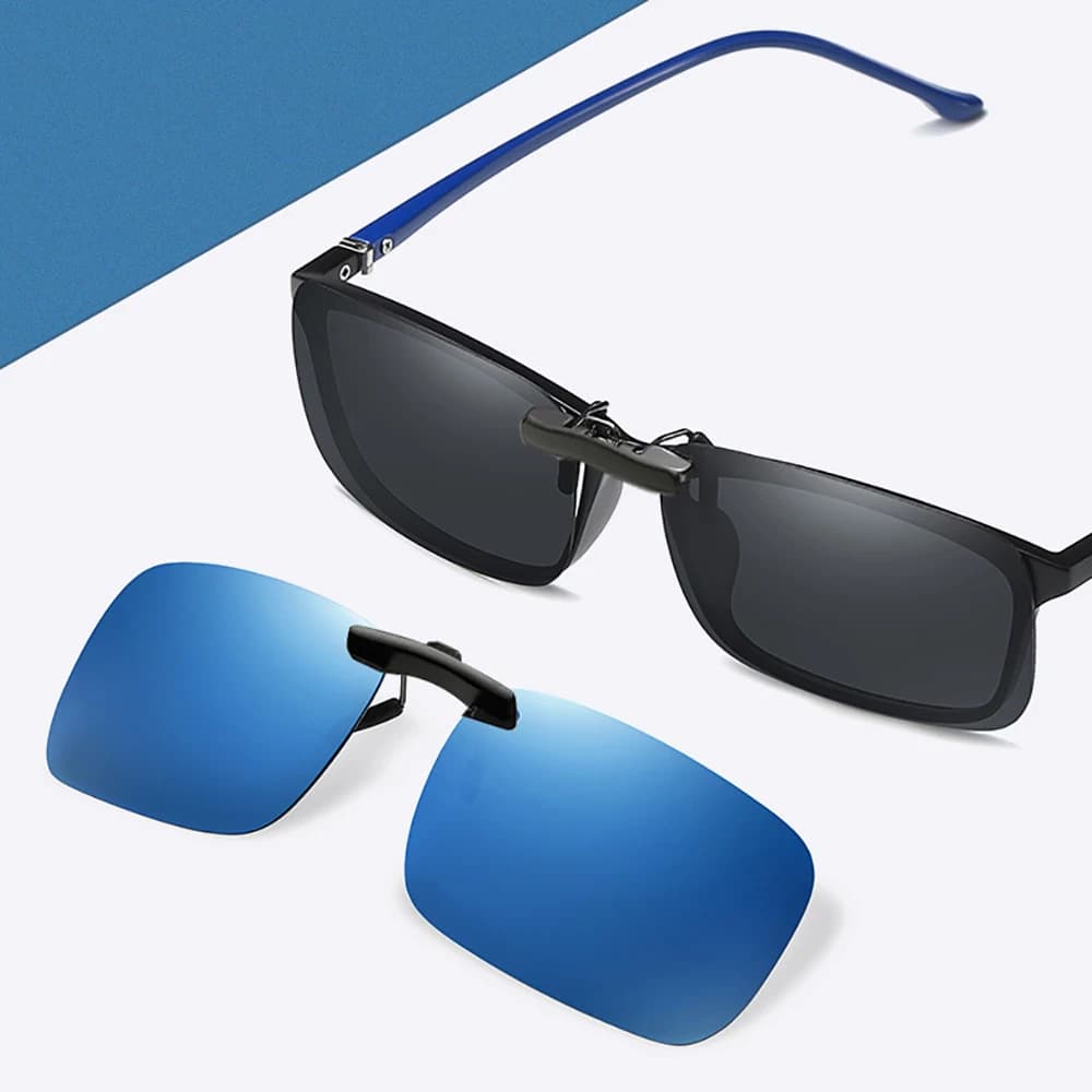 VIVIBEE Clip sur lunettes de soleil pêche polarisées UV400 hommes cadre carré lentille lunettes de soleil femmes Vision de jour et nocturne lunettes de conduite