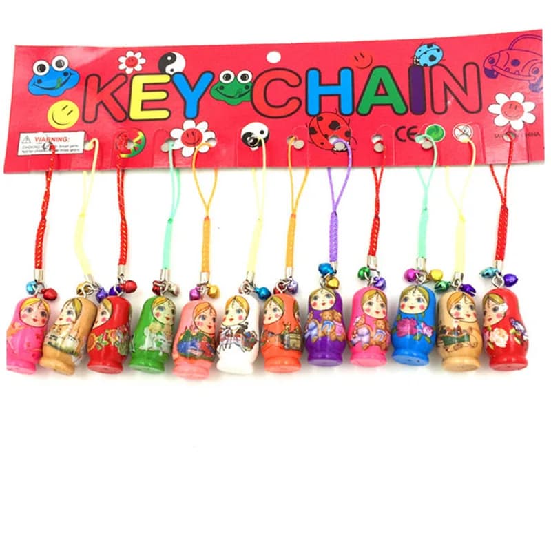 2/12/24 pièces bijoux de mode goutte à goutte porte-clés bois Matryoshka poupées russes porte-clés cadeaux décoratifs