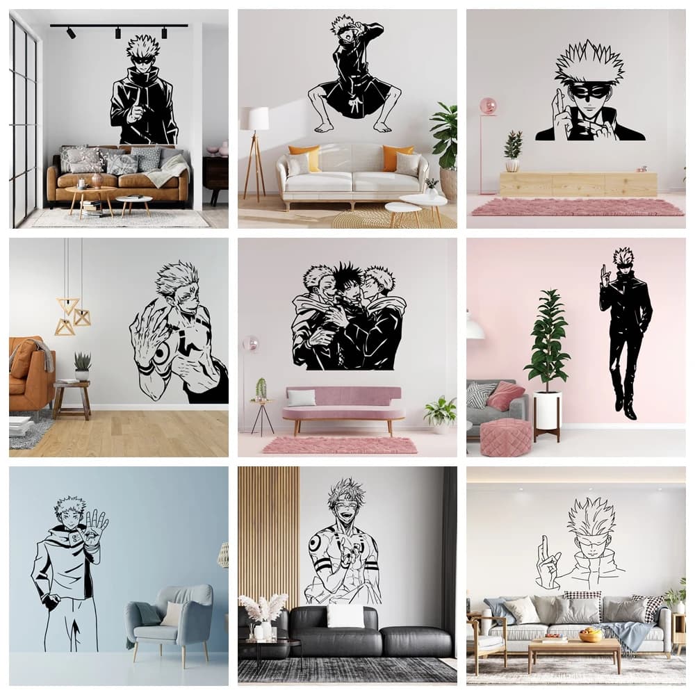 Autocollants muraux en vinyle amovibles, nouveau Design, Anime Jujutsu Kaisen, affiche murale pour chambre d'enfants, salon, décoration de maison