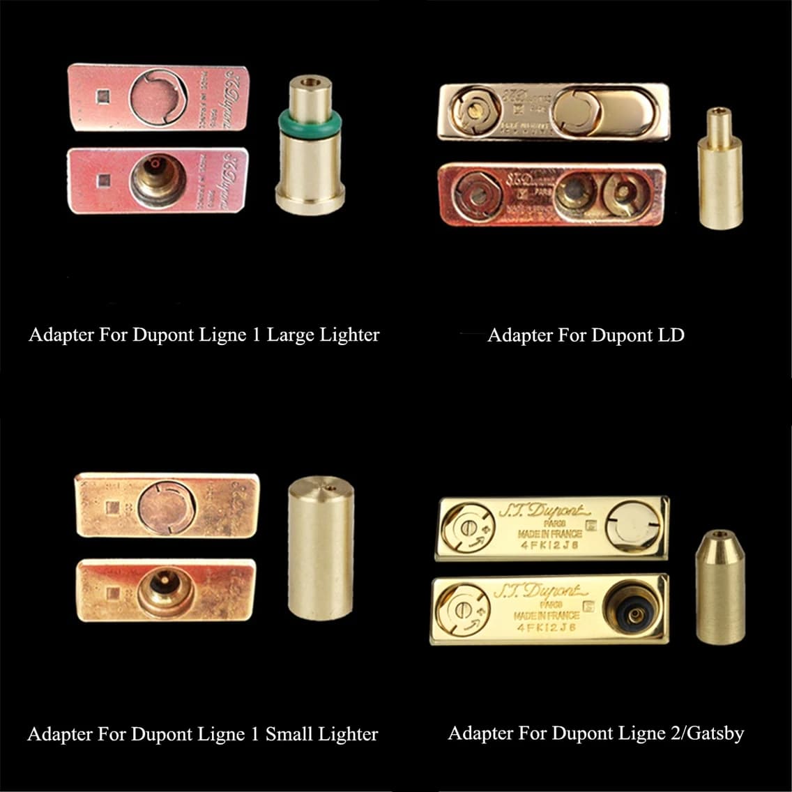 Buse de recharge en laiton et cuivre, adaptateur de gaz butane pour Dupont, capuchons jaune/rouge/vert/bleu, briquet, bricolage, réparation, pièce de rechange, 4 pièces/ensemble