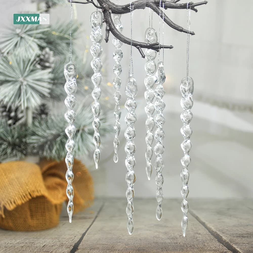 12 pièces Simulation de noël glace arbre de noël pendentif nouveau produit faux glaçon fête d'hiver noël nouvel an décoration Navidad 13 cm