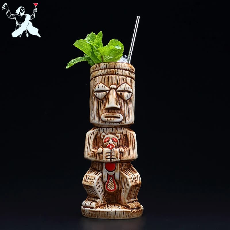 1 pièce, tasse à cocktail Hawaii Tiki de 450 ml, tasse à bière, tasse à vin, tasse en céramique Ku.Ku.Kauioo, articles de bar