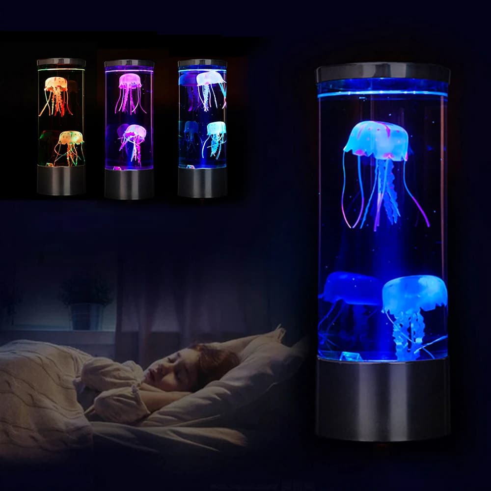 Lampe méduse fantaisie 5V USB, alimentation couleur changeante, réservoir de méduse, lampe Led d'ambiance relaxante, veilleuse de chevet