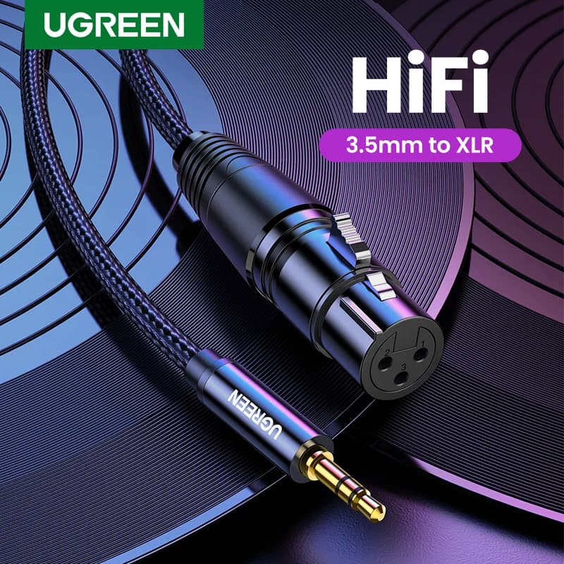 UGREEN – câble XLR vers Microphone Audio HiFi 3.5mm, XLR femelle vers Mini Jack, cordon Aux pour caméscopes, appareils photo, ordinateur