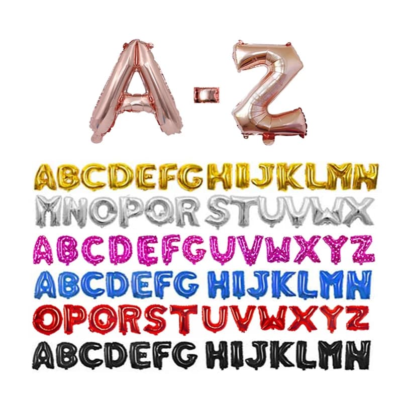 Ballons de fête d'anniversaire 16 pouces, décorations de mariage, ballons en aluminium en forme de lettres de l'alphabet, ballons pour fête de naissance de fille, fournitures pour baby shower.