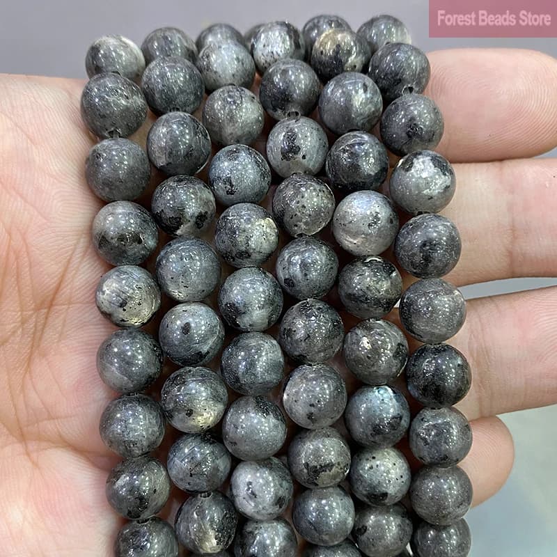 Perles Rondes en Pierre Naturelle, Labrumen Noir, 4/6/8/10/12mm, pour Bricolage, Bracelet, Collier, Breloque, 15 Pouces