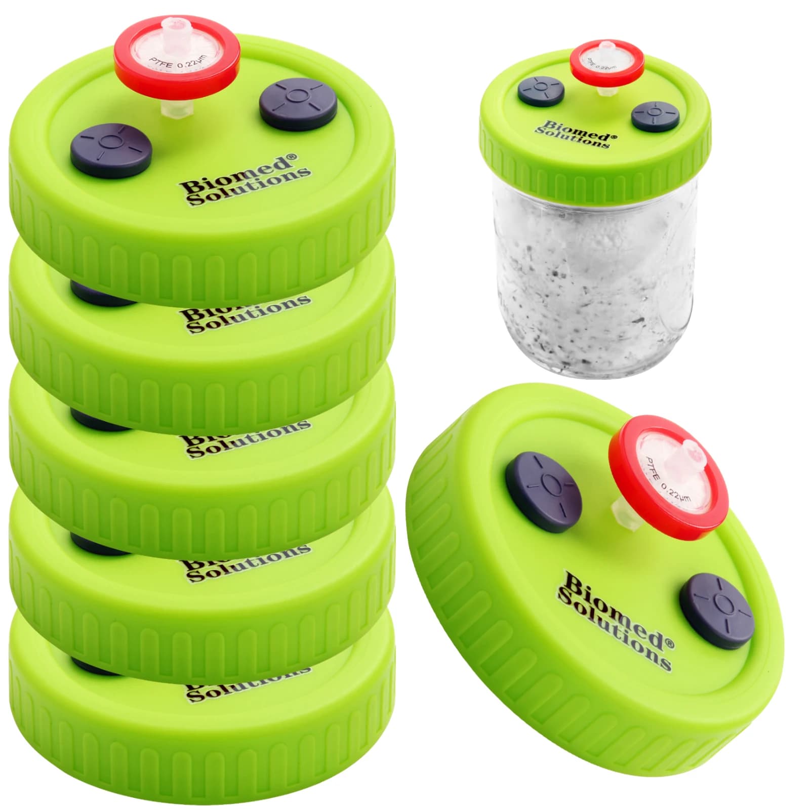 Couvre-bocaux pour culture liquide - Couvercles de bocaux à large ouverture autoclavables avec port d'injection robuste pour la culture de champignons