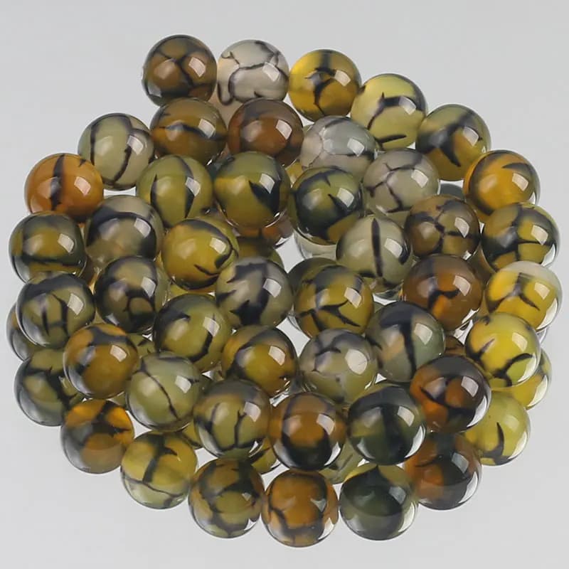 perles fabrication de bijoux femme breloque pour fabricationPierre naturelle en agate de Dragon jaune, perles rondes et lisses de haute qualité pour la fabrication de bijoux, Bracelet et collier,