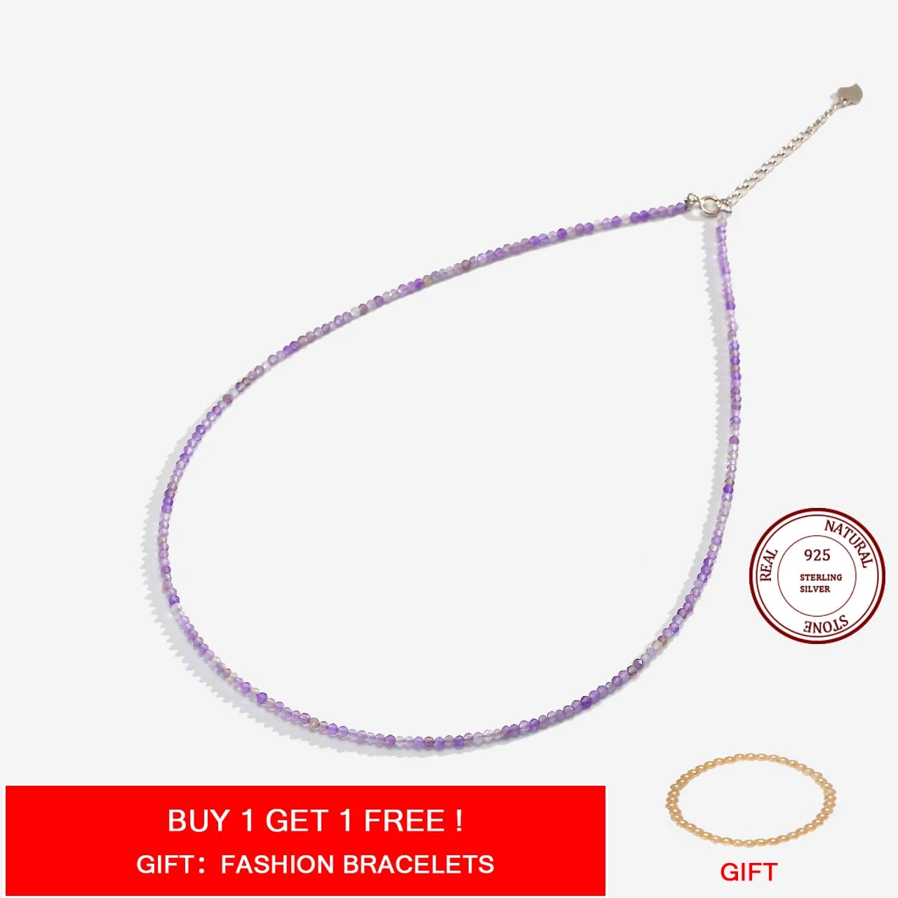 Collier en pierre naturelle Spinelle/Lapis Lazul/Amazonite/améthique/Tourmaline/améthyste Ketting 2MM argent 925 bijoux pour Collier Femme