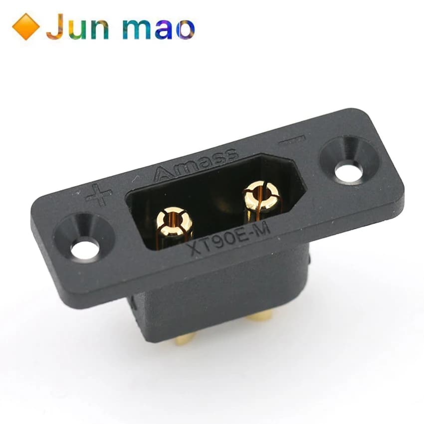 Connecteur Xt90e-m plaqué or avec trou de fixation pour modèles d'aviation, adaptateur pour moto électrique et armoires de rétrofit