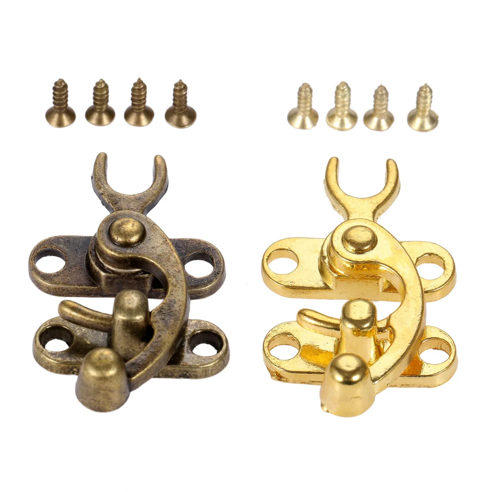 Fermoir à loquet en alliage bronze antique et or, crochet avec vis, bois, boîte à bijoux, serrure interdite, ancienne mode, 29x33mm, 2 pièces