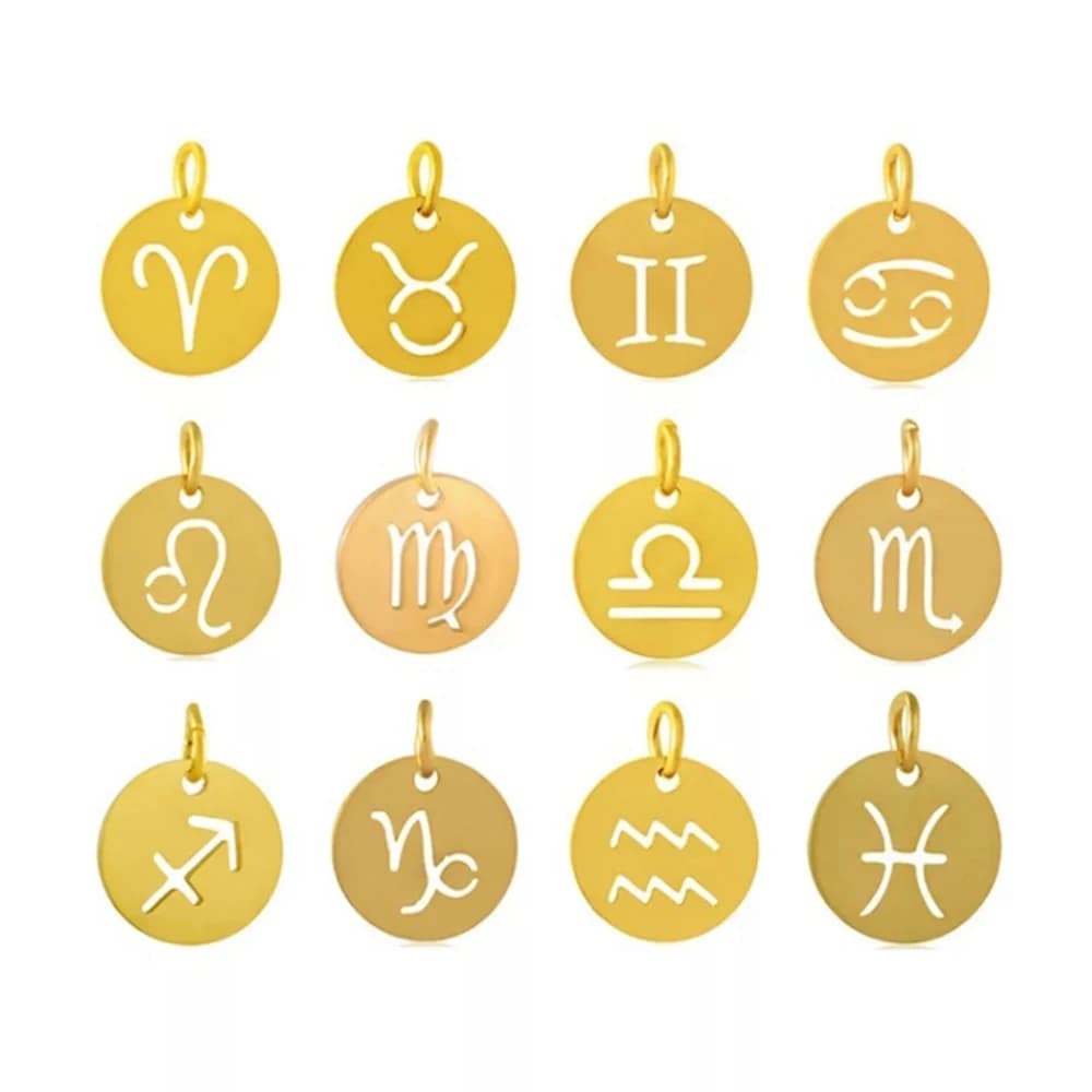 12 pièces/lot 3 couleurs zodiaque breloque en acier inoxydable matériel populaire Bracelet pendentifs Constellations bijoux à bricoler soi-même pendentif