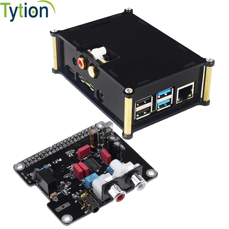 Raspberry Pi 4B carte d'extension I2S HIFI DAC carte son numérique boîte de diffusion numérique plateau tournant de musique avec coque en acrylique