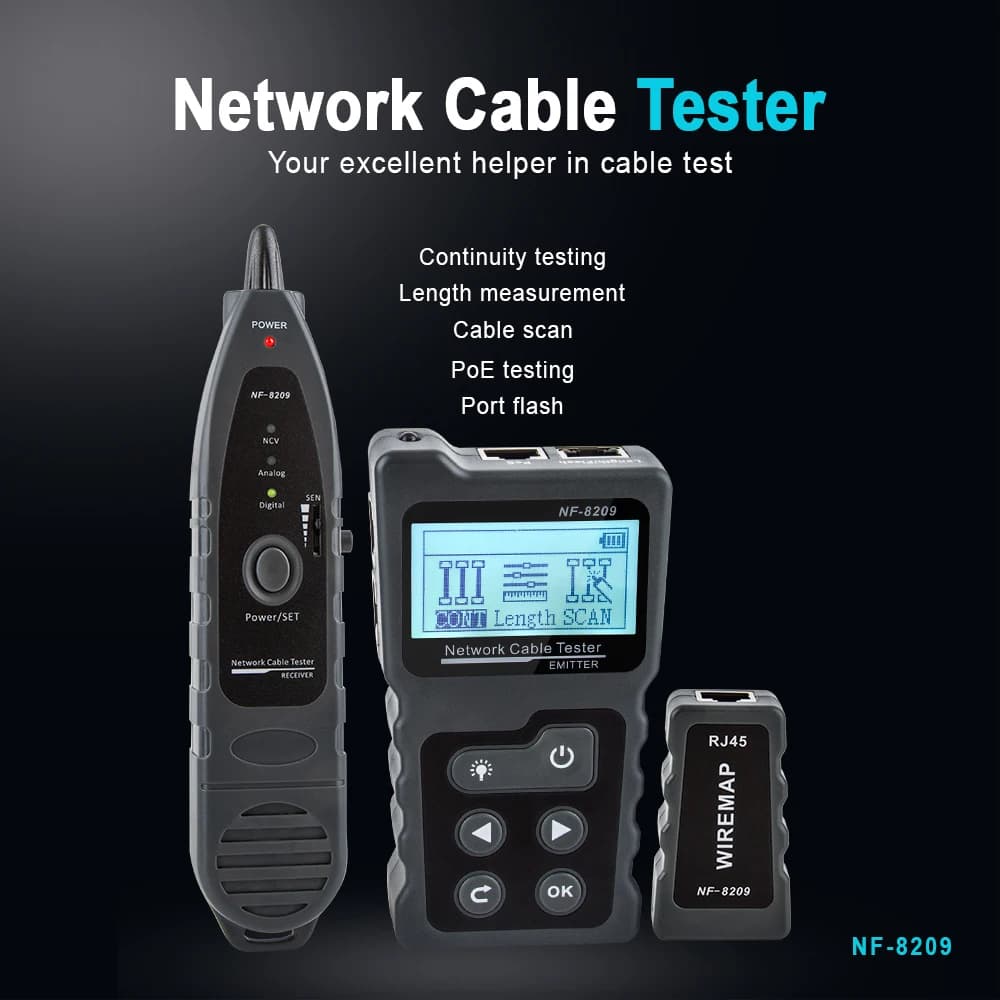 NOYAFA NF-8209 traqueur de câble Lan affichage mesure testeur outils réseau affichage LCD mesure longueur Wiremap testeur