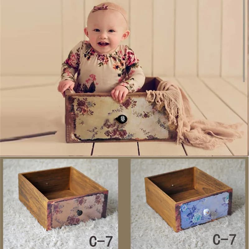 Accessoires de photographie pour nouveau-né, accessoires de studio photo, cadre en bois vintage, meubles, impression sur deux côtés, prise de vue nouveau-né