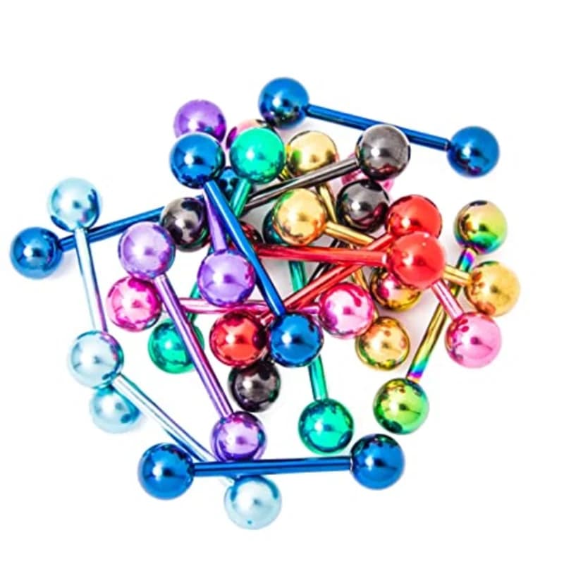 Ensemble de Piercing pour la langue, en cristal, en acier inoxydable, 14G, pour mamelon, Lot de bijoux