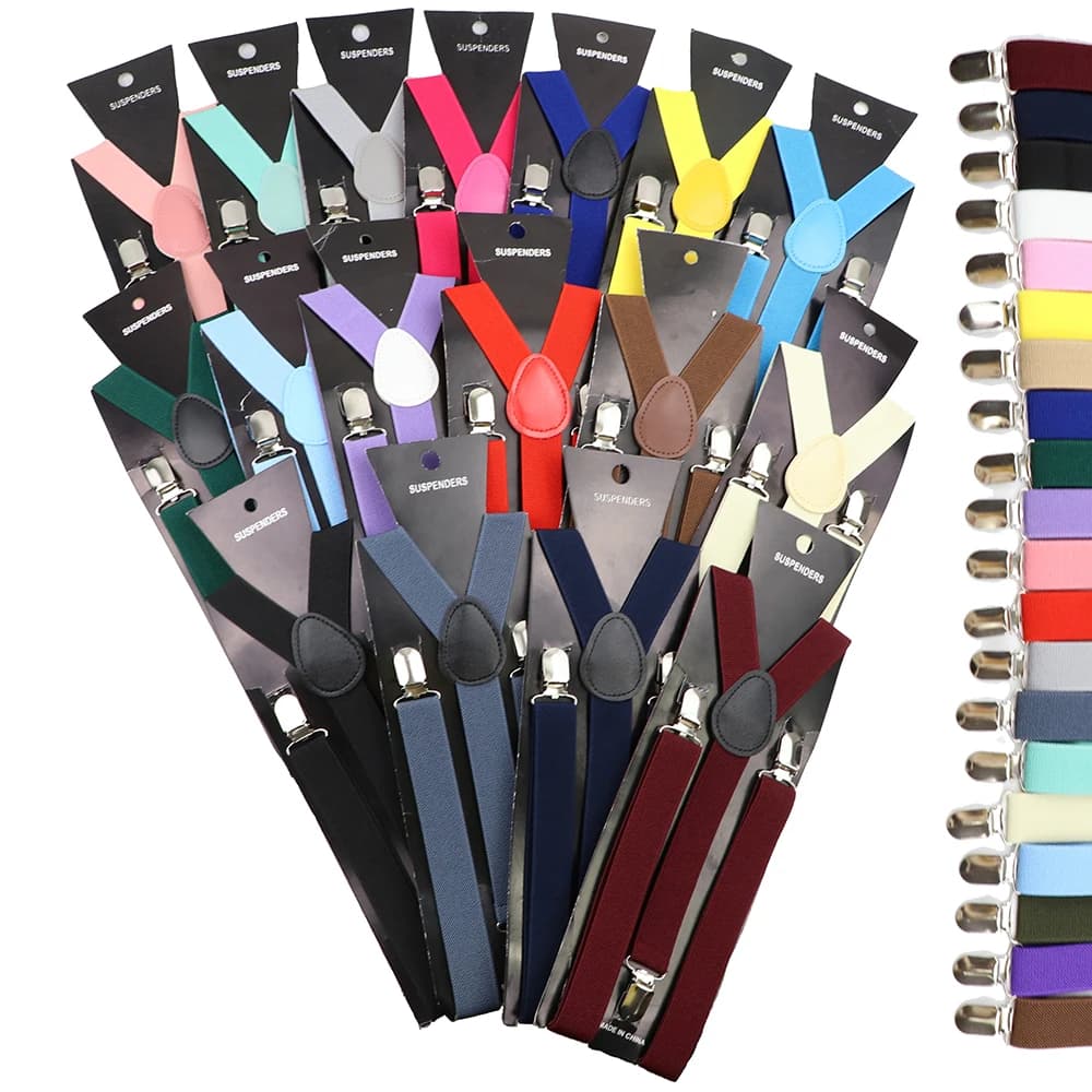 Bretelles en cuir élastiques de couleur unie pour hommes et femmes, bretelles réglables noir bleu rouge pour costume de mariage, jupe, accessoires cadeau