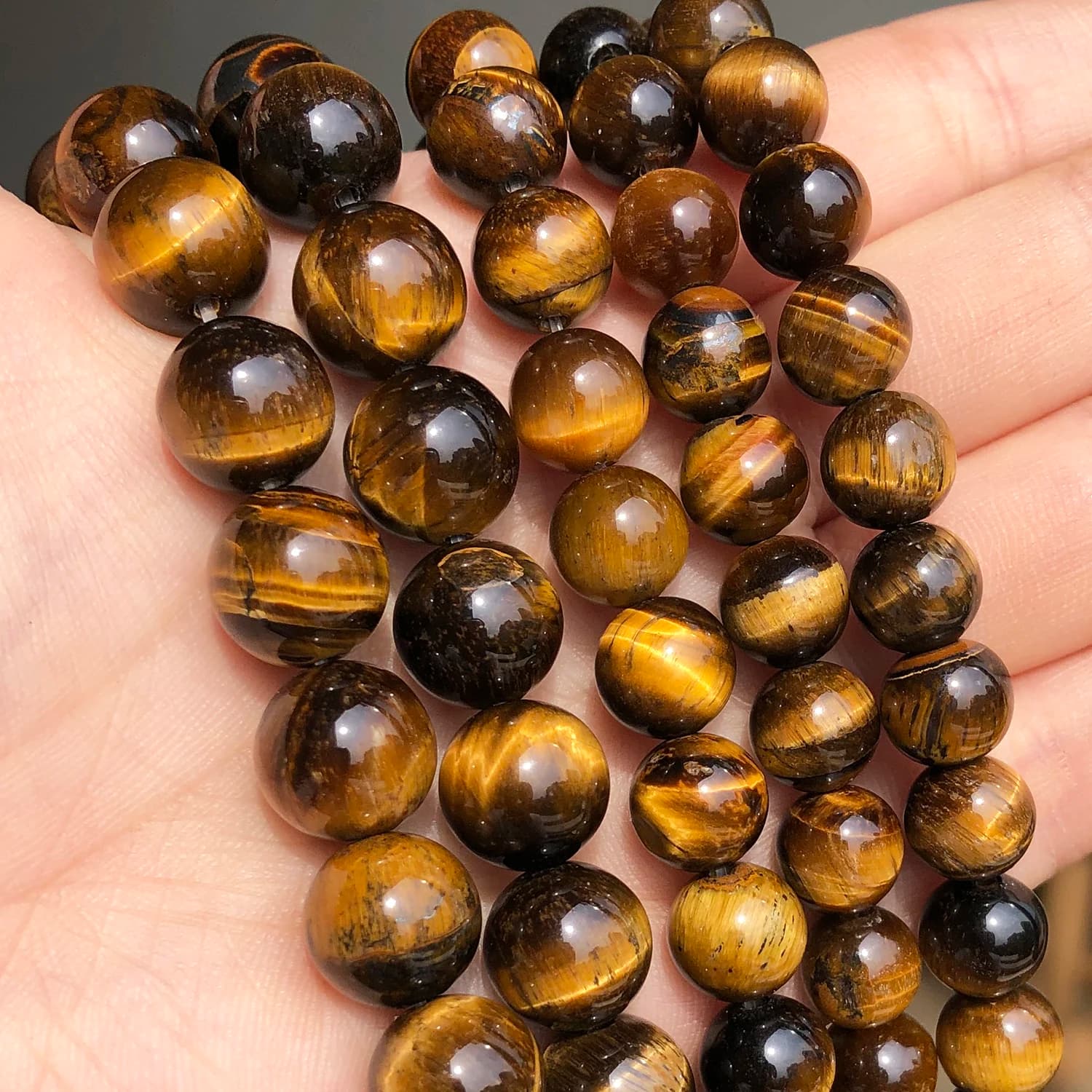 Pierres naturelles jaunes marrons œil de tigre pour la fabrication de bijou, grosses perles, vente en gros, accessoire DIY, bracelet, longueur 15 pouces, 4 mm, 6 mm, 8 mm, 10 mm, 12mm