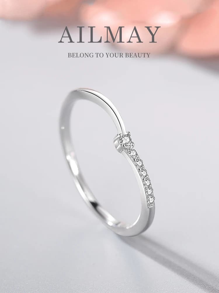 Ailmay – bagues empilables en argent Sterling 925, Simple, romantique, clair, Zircon, bijoux de fiançailles, anniversaire féminin