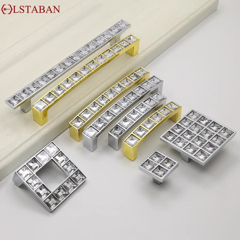 LSTABAN Poignée en cristal moderne et Simple, en forme de U, pour tiroir, porte d'armoire, Imitation diamant, poignée Simple et Double trou