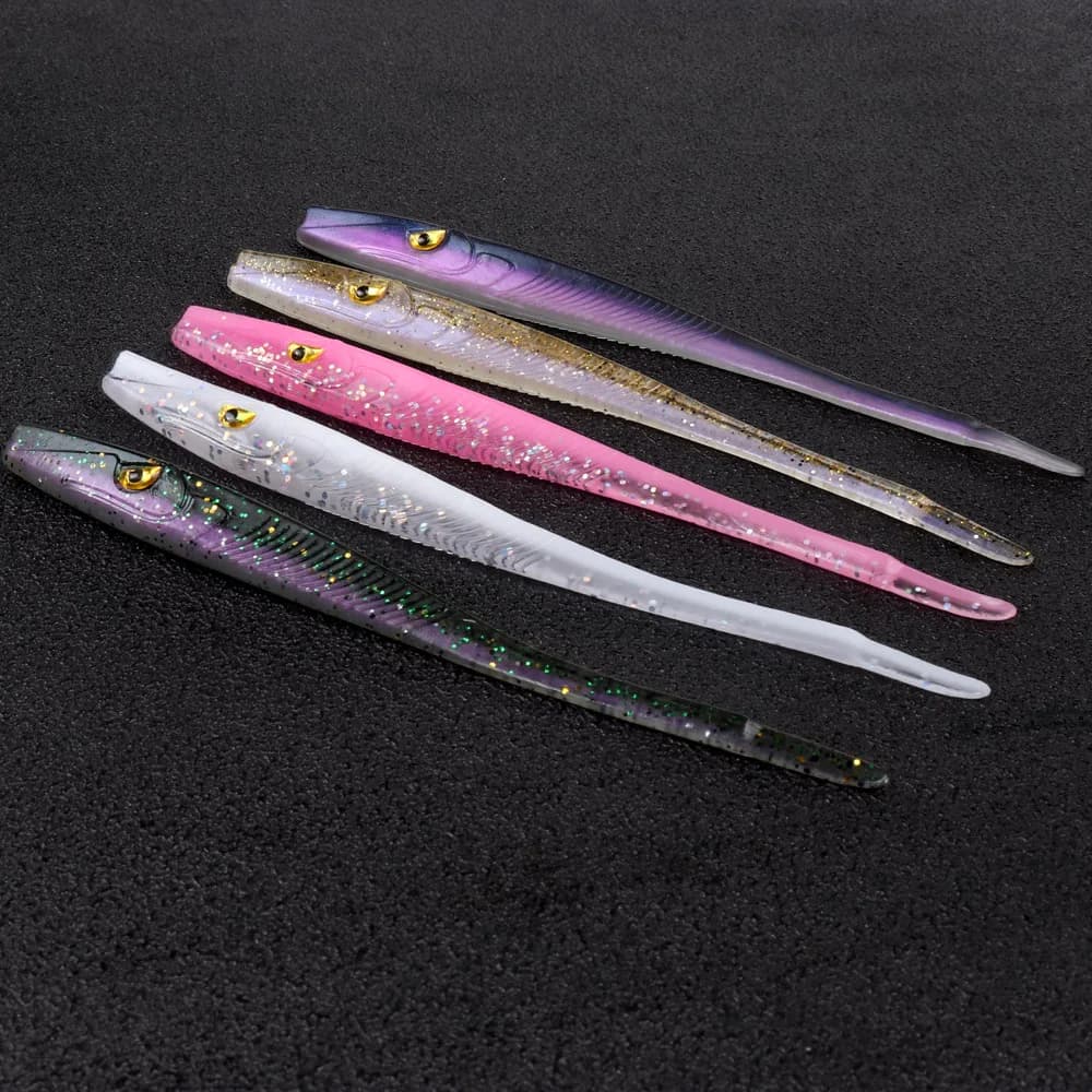 TEUKIM-Leurre de pêche souple SlDPSoft, appâts artificiels, vers Plas souples, alose, anguille, bar, poisson grossier, matériel de pêche, 130mm, 3.8g, 6 pièces par sac