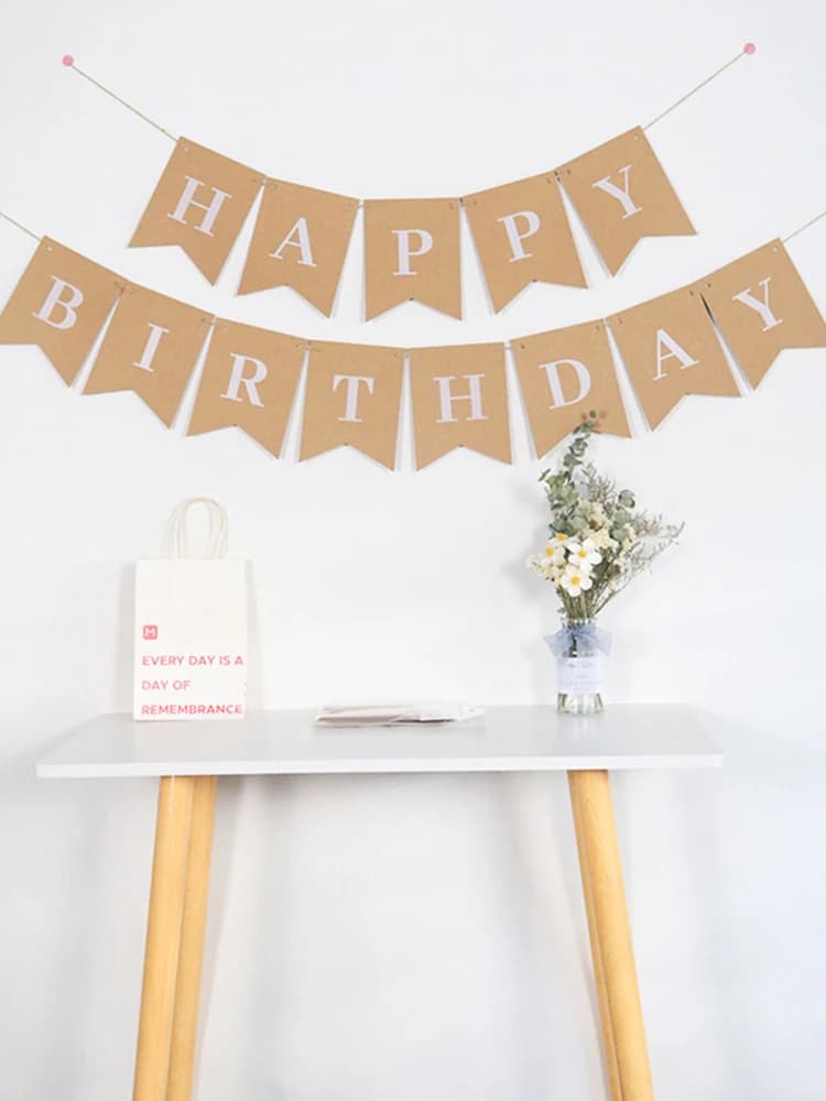 Pendentif en papier Kraft pour décoration de joyeux anniversaire, drapeau en queue de poisson, pour chambre d'enfants