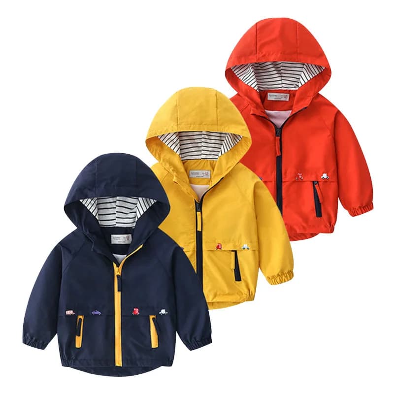 Manteaux de printemps et d'automne pour garçons, vestes pour enfants en bas âge, coupe-vent à capuche avec poche, fermeture éclair, vêtements d'extérieur pour bébés de 2 à 7 ans