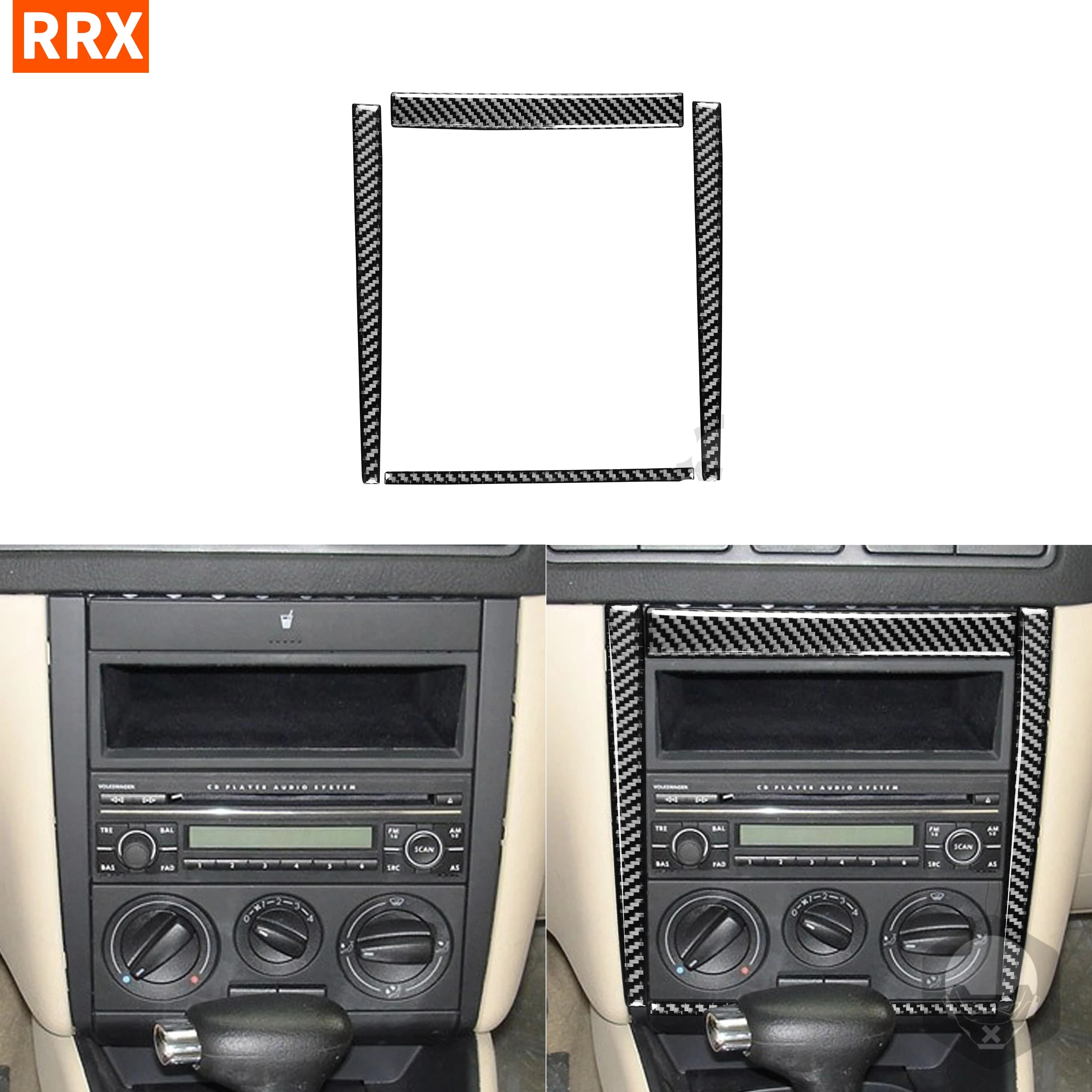 Autocollants intérieurs en fibre de carbone noire, cadre du panneau de commande central CD AC, accessoires de voiture pour Volkswagen VW Golf 4 MK4 1999-2004
