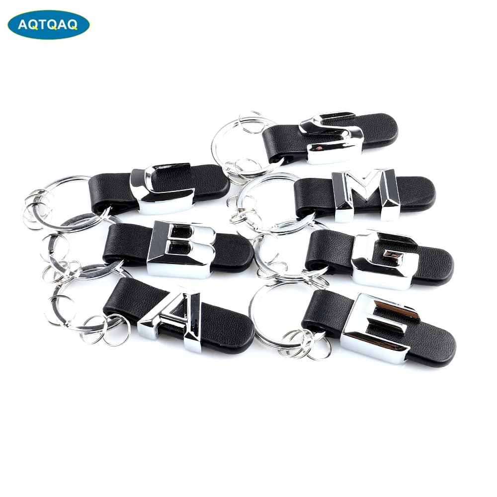 Porte-clés de voiture en métal 3D avec bracelet en cuir, pour Mercedes Benz classe A B C D E G S