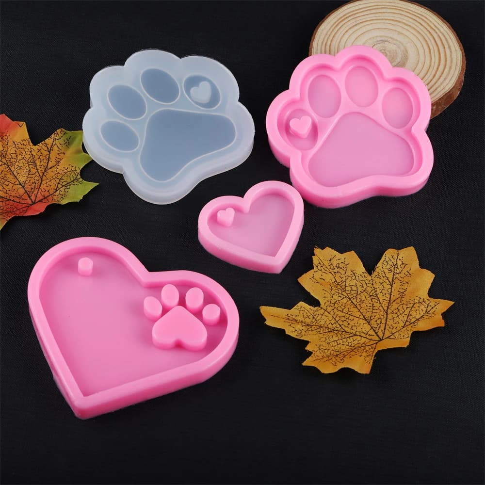 Moules en silicone pour pendentif patte de chien, os cœur, MP3 de bijoux, ou porte-clés, outil en résine époxy de fabrication artisanale fait à la main, bricolage, DIY