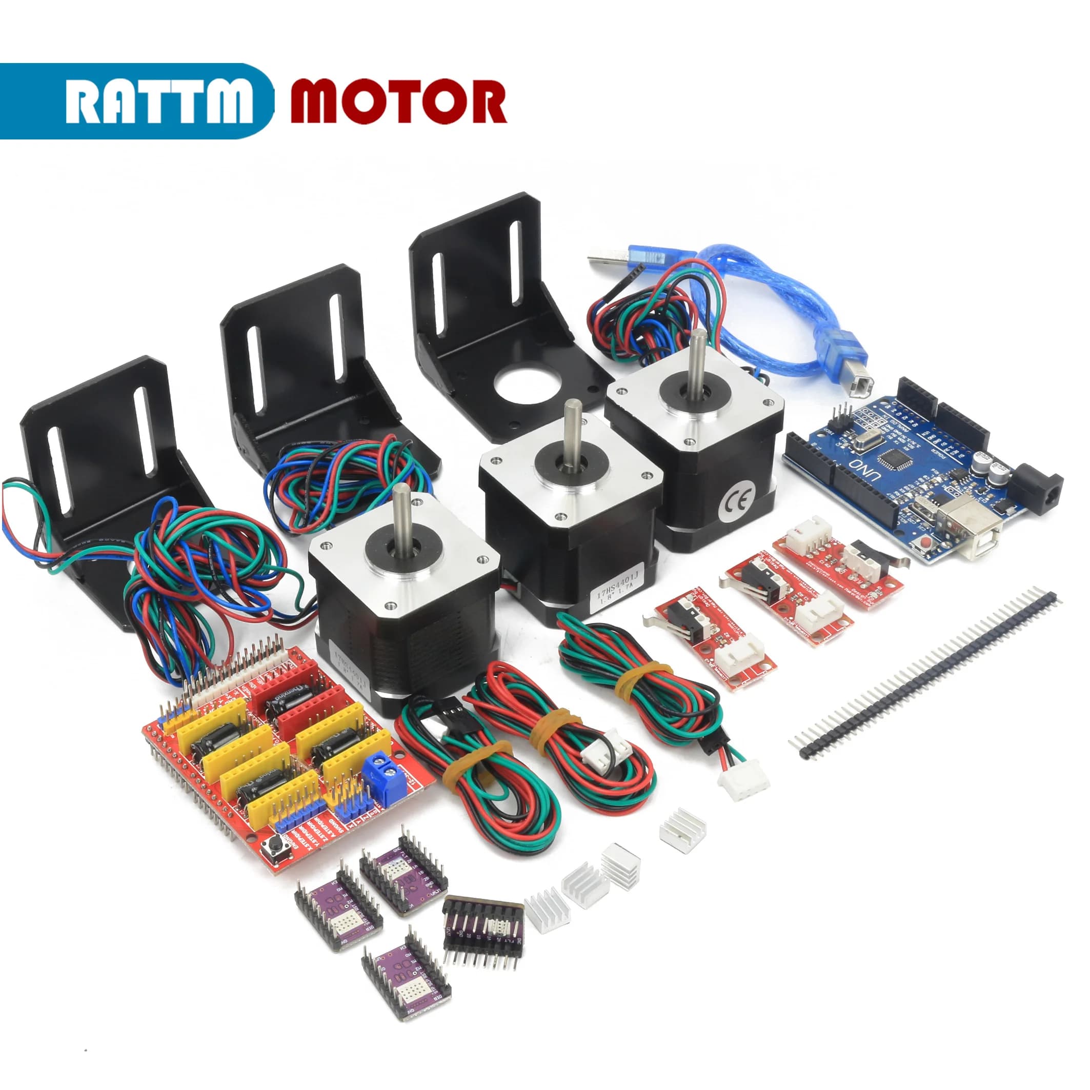 Kit de contrôleur CNC pour moteur pas à pas Nema 17, amélioration UNO R3, pilote DRV8825 pour imprimante 3D Ardu37
