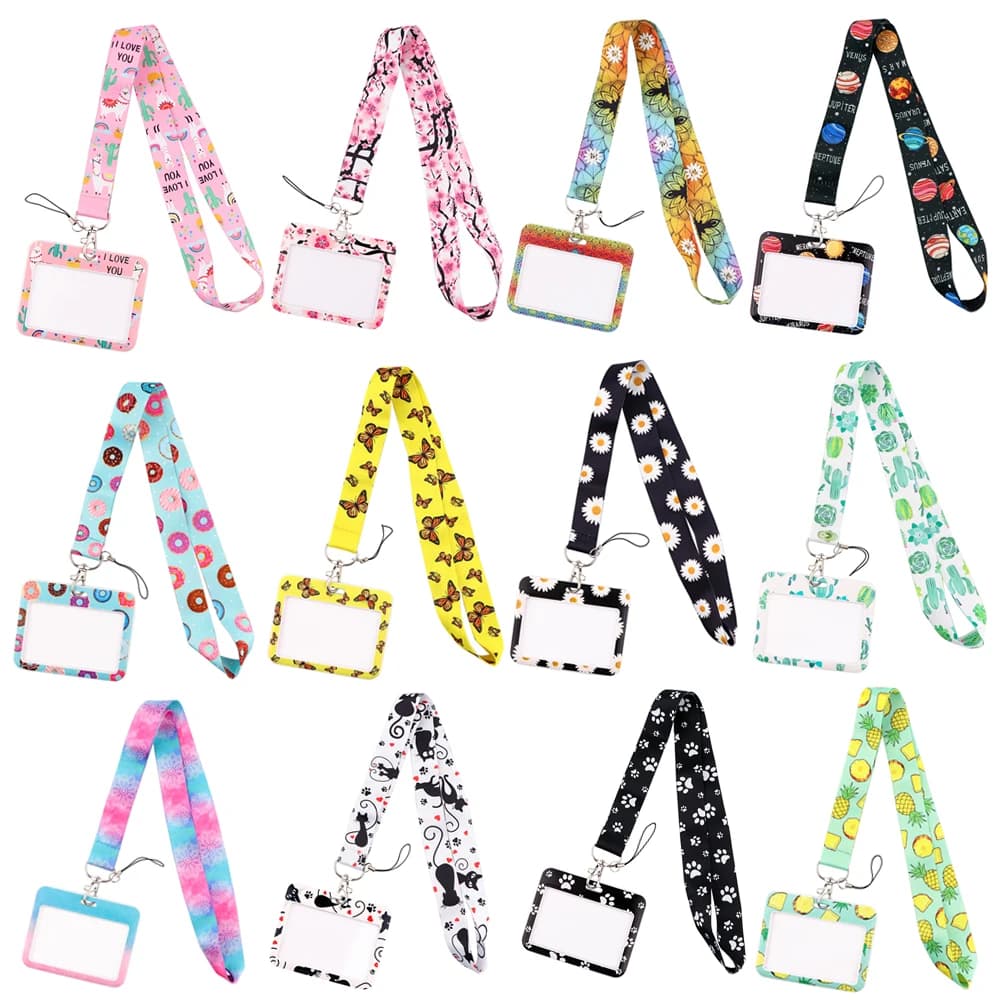 Lanière de Yoga Sakura Daisy de style horizontal, pour clé, sangle de cou, porte-carte d'identité, porte-Badge, accessoires, vente en gros