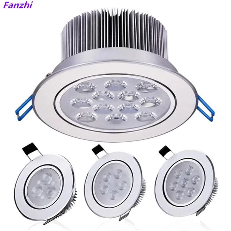 Downlight rond à gradation domestique, projecteur encastré LED haute puissance, spot de plafond, 3W / 6W / 10W / 14W / 18W / 24W / 36W, 110v