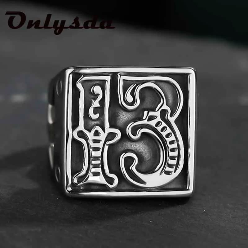 Punk Rock mode lettre anneau homme Style en acier inoxydable anneaux pour femmes rétro mariage personnalisé bijoux cadeau Anel 029