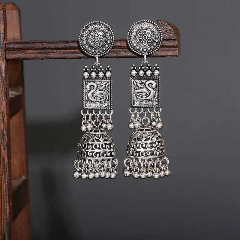 Boucles d'Oreilles Ethniques en Argent en Forme d'Oiseau pour Femme, Pendentif Vintage, Cloche pouvez-vous spy, Pompon, Bijoux