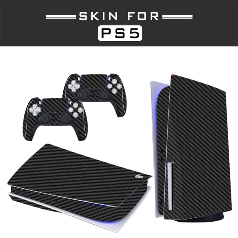 Coque de protection PS5 en fibre de carbone, édition disque standard, autocollant de peau, housse de décalcomanie pour manette de console PlayStation 5