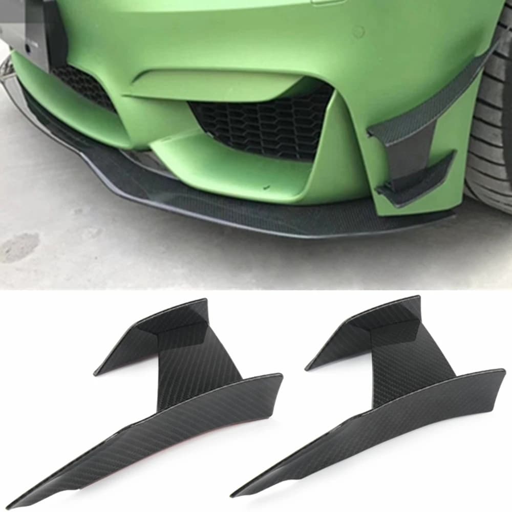Autocollant Canard de becquet de séparateur d'aileron de lèvre 6 pièces pare-chocs avant de style de voiture en Fiber de carbone noir brillant