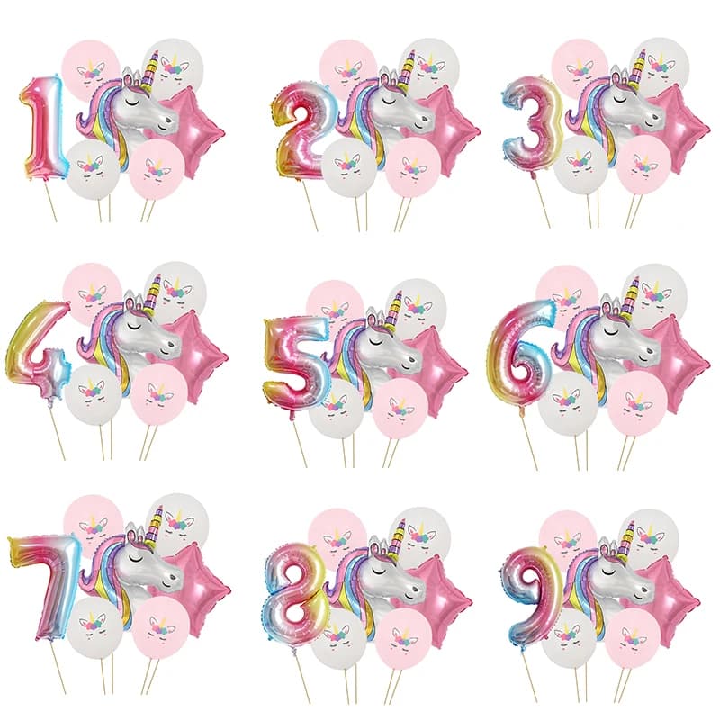 Ballons de décoration pour fête d'anniversaire, 7 pièces, 32 pouces, couleur arc-en-ciel nickel é, pour enfants