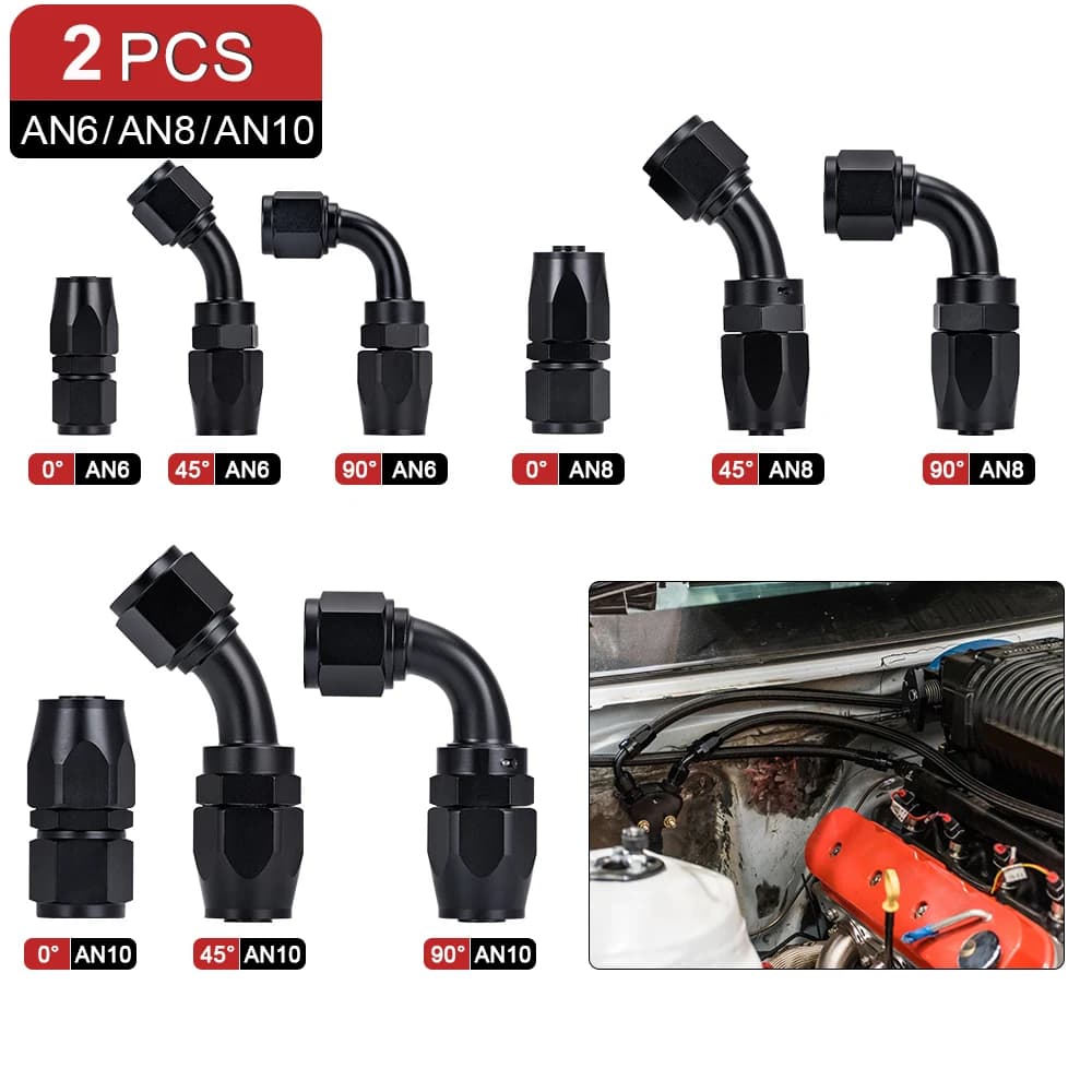 AN6 AN8 AN10 droit 45 90 180 degrés huile carburant pivotant tuyau fin raccord huile tuyau fin adaptateur Kit noir
