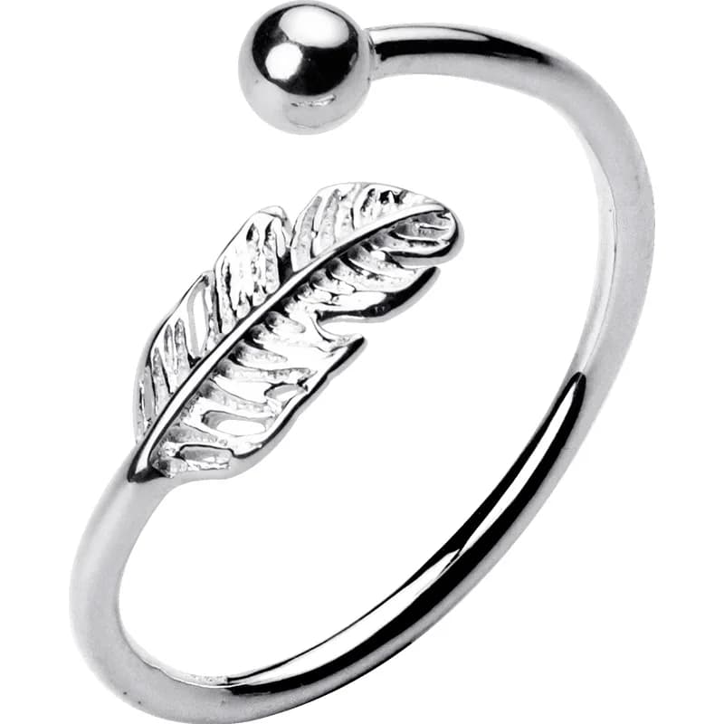 Buyee 925 bague en argent Sterling mode doigt lumière blanc Simple anneau ouvert pour femmes hommes tendance plume bijoux fins cercle