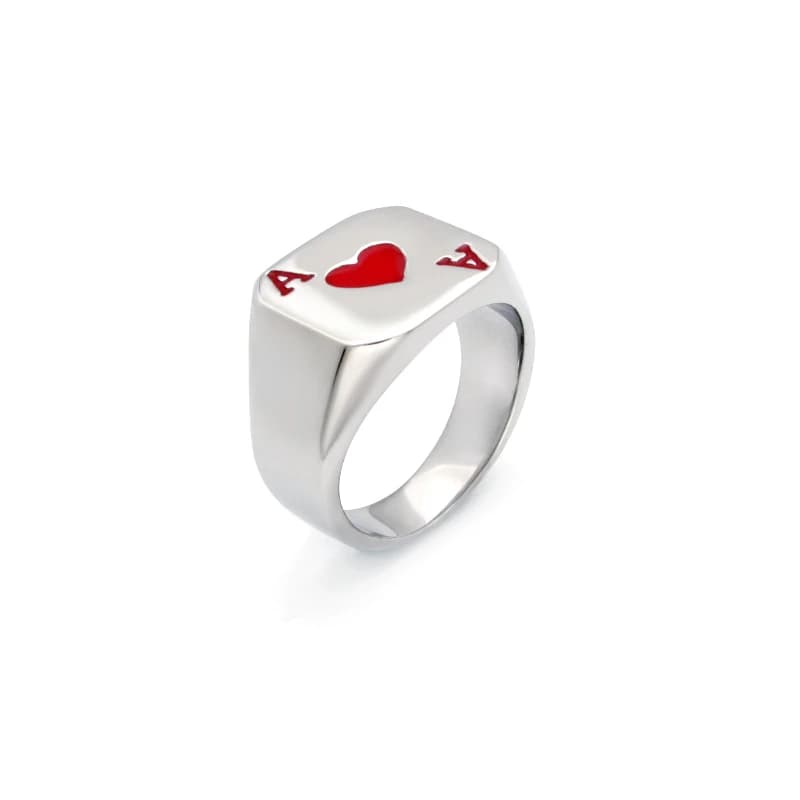 Bague de cartes à jouer en acier inoxydable pour hommes, bijoux punk Zanof Hearts, lettre de mode, document rouge, élection, matiques Xy A, bague SION L