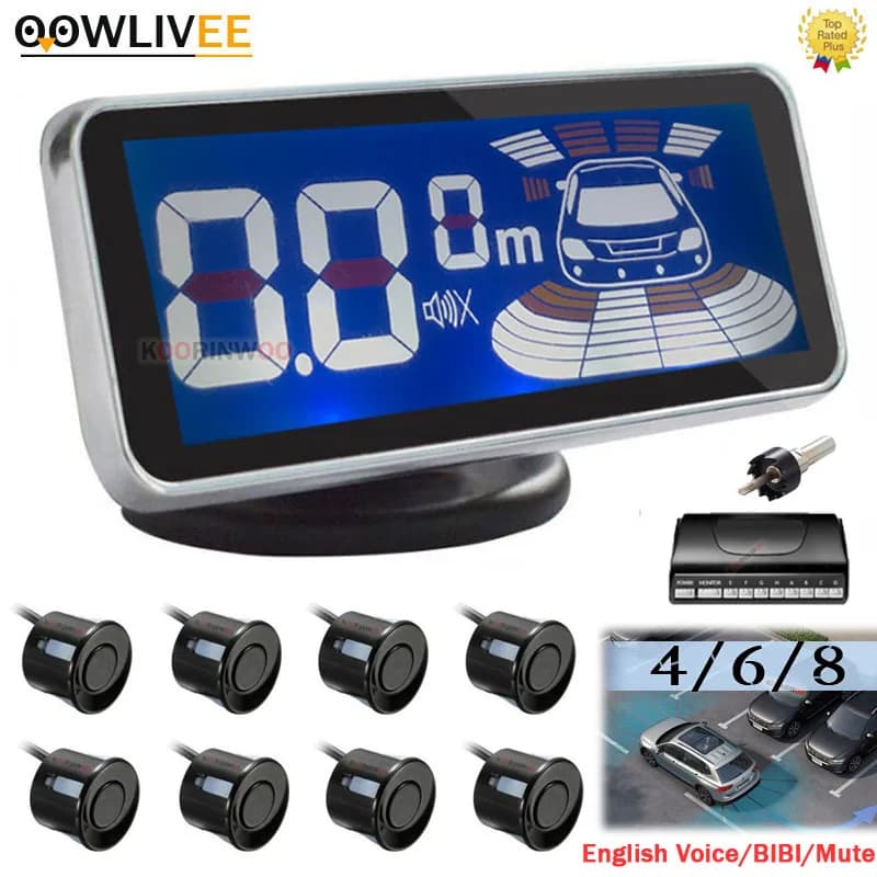 Wing WLIVEE-Capteurs de stationnement avec écran LCD pour voiture, ParJews onics 4/6/8, détection de voix et bip, radar de recul, buzzer, pare-chocs arrière, bus