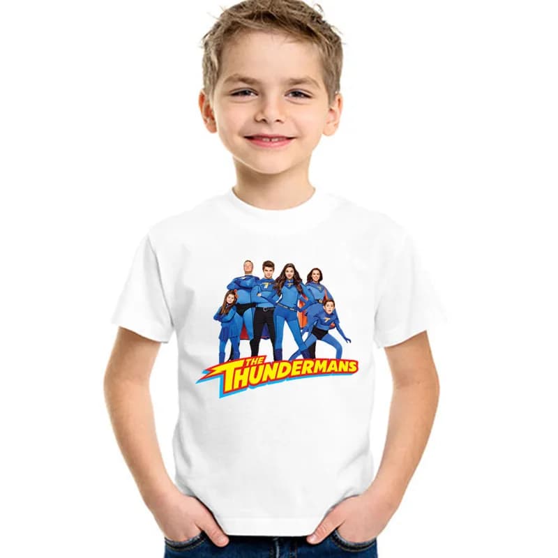 T-shirt imprimé des séries télévisées Thundermans pour enfants, vêtements d'été pour bébés filles et garçons, Streetwear à la mode pour enfants, Y-HKP5403
