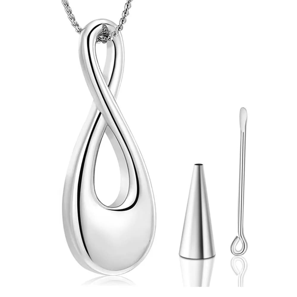 Collier commémoratif infini en acier inoxydable, pour urne humaine/animal de compagnie, cendres, amour, pendentif de crémation, bijoux