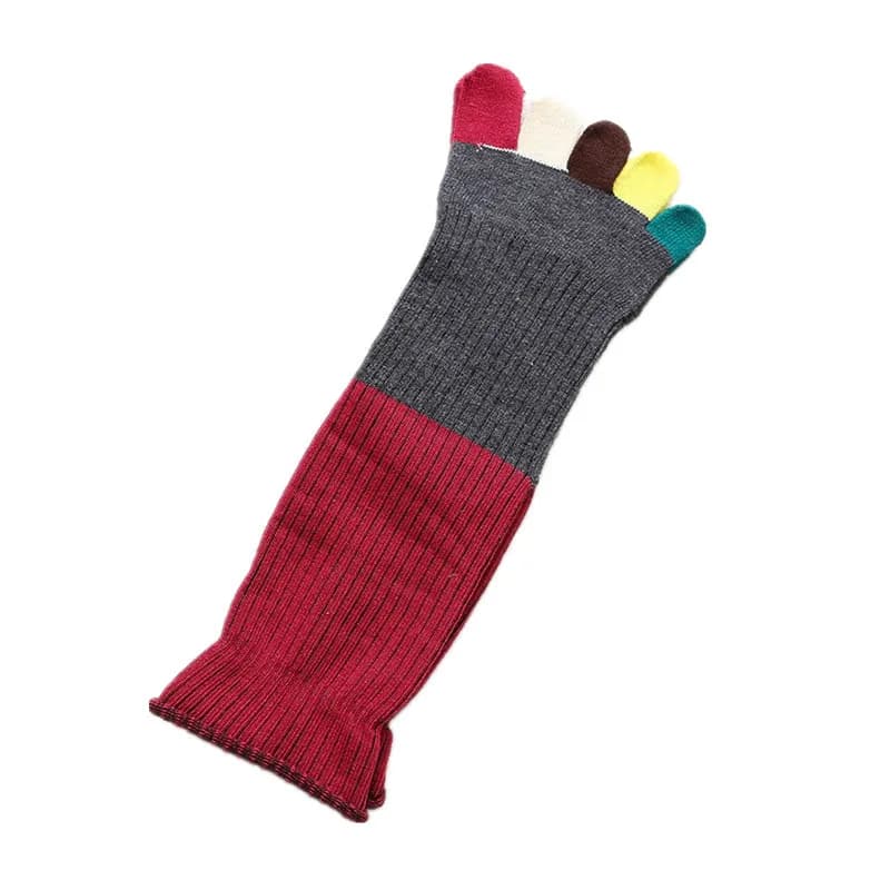 Chaussettes amusantes pour femmes, 100 coton, patchwork coloré, longues, à cinq doigts, courtes, pour filles, nouvelle collection