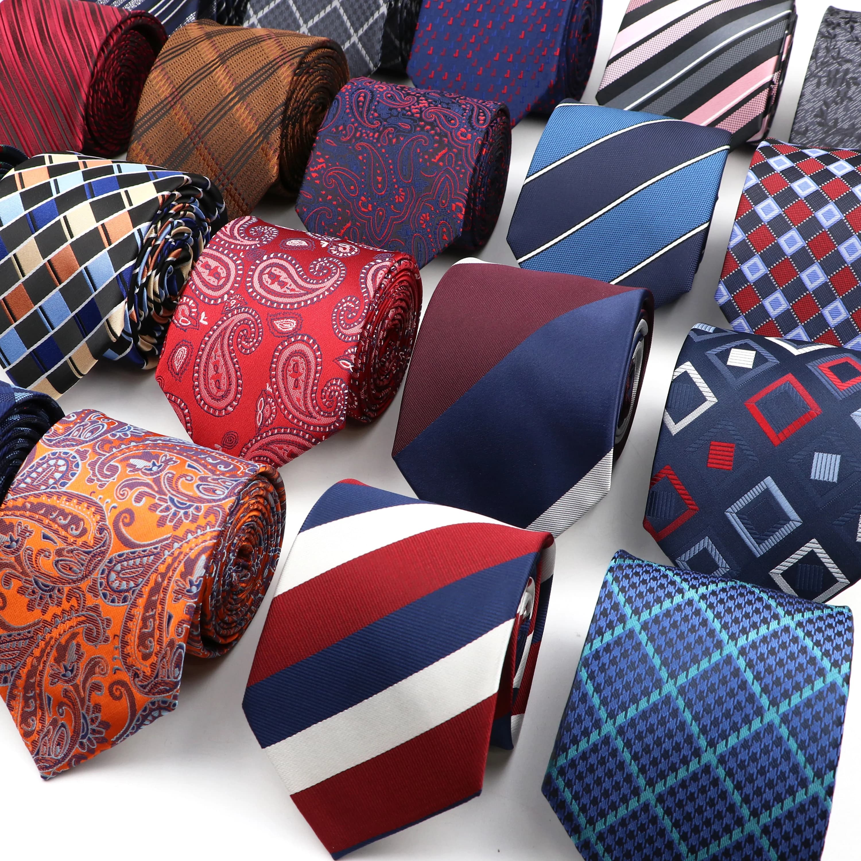 Cravate de luxe classique pour hommes, 8cm, rayée, Plaid Paisley, Jacquard, assortie avec tout, pour affaires, mariage, bal, usage quotidien, accessoire, nouvelle collection