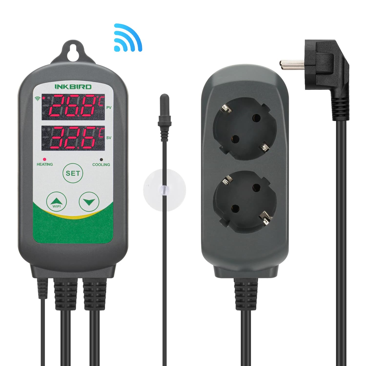 INKBIRD – Thermostat intelligent ITC-308-WIF, sortie de contrôle de température de chauffage et de refroidissement avec sonde étanche pour Aquarium