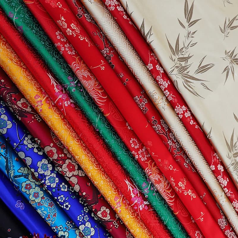 Tissu de brocart de style chinois, prune orchidée, bambou, chrysanthème, satin de polyester, couette, poupées, oreillers, literie, pyjamas