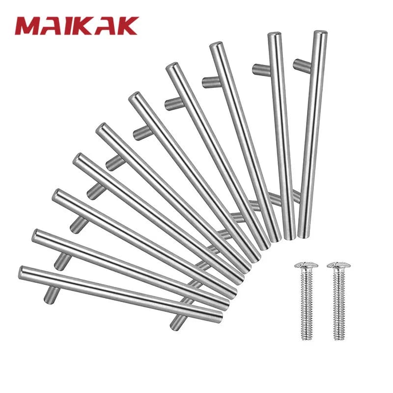 MAIKAK moderne en acier inoxydable cuisine porte armoire T barre poignée tirer bouton armoire boutons meubles poignée placard tiroir poignée