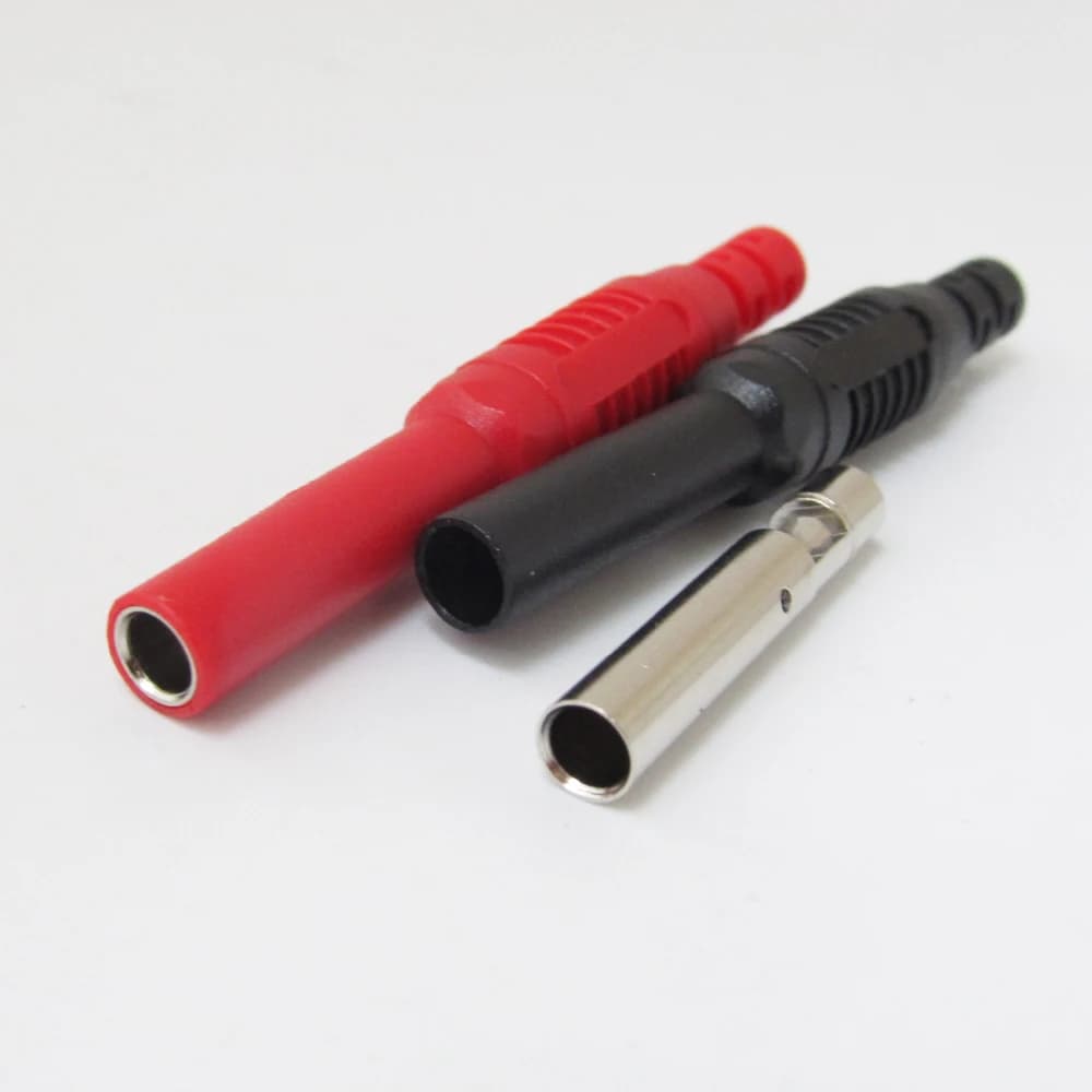 Fiches bananes femelles, 4mm, 1 paire, pour scellage isolé, empilables, 4mm, rouge + noir
